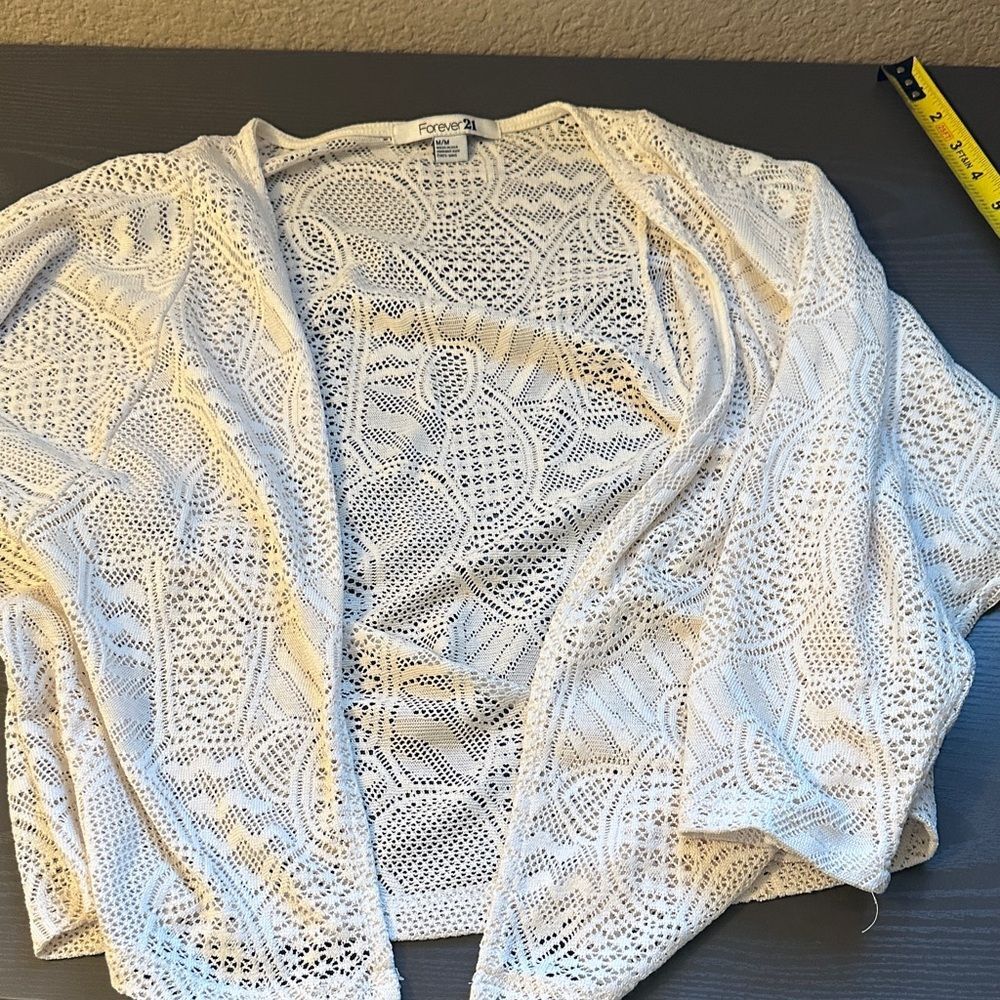 Forever 21 Cream Open-Knit Poncho